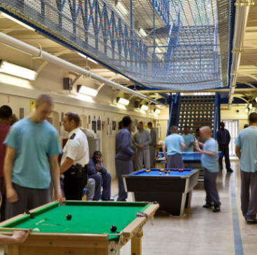 Prison life prisoners around pool table